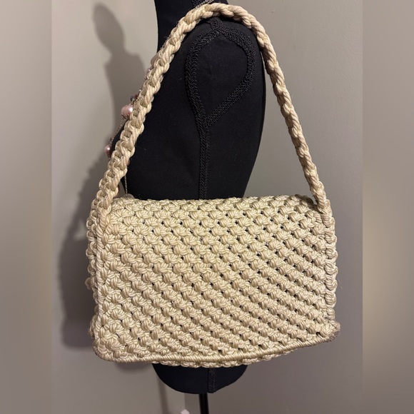 VINTAGE Macrame Shoulder Bag ,Boho, tote, - Picture 3 of 9